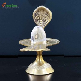 Sphatika Shivalingam with Detachable Brass Jalheri and Brass Snake