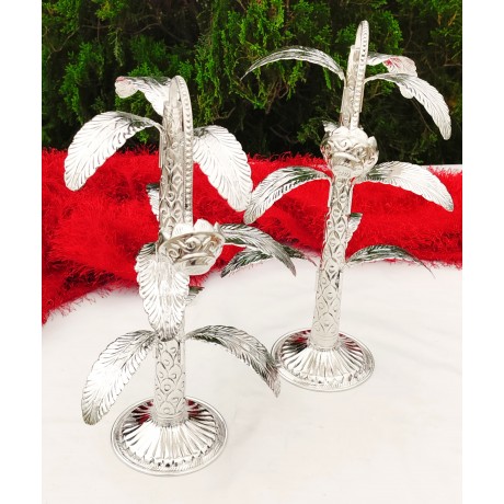 German silver BANANA TREE Pair With Detachable Leaf (13 Inchs)