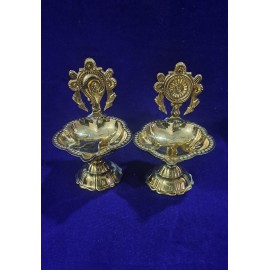 Brass Shanku Chakra Diyas  For Daily Puja 