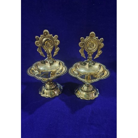 Brass Shanku Chakra Diyas  For Daily Puja 