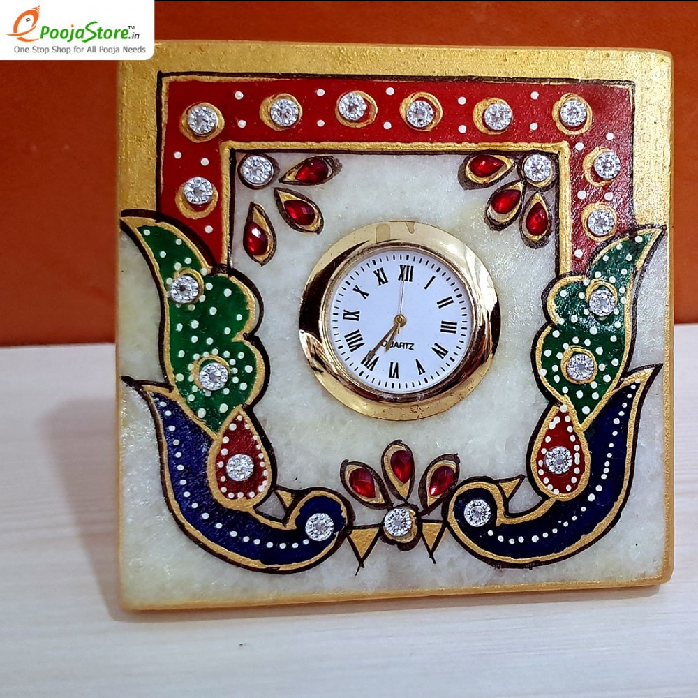 Meenakari work table clock 